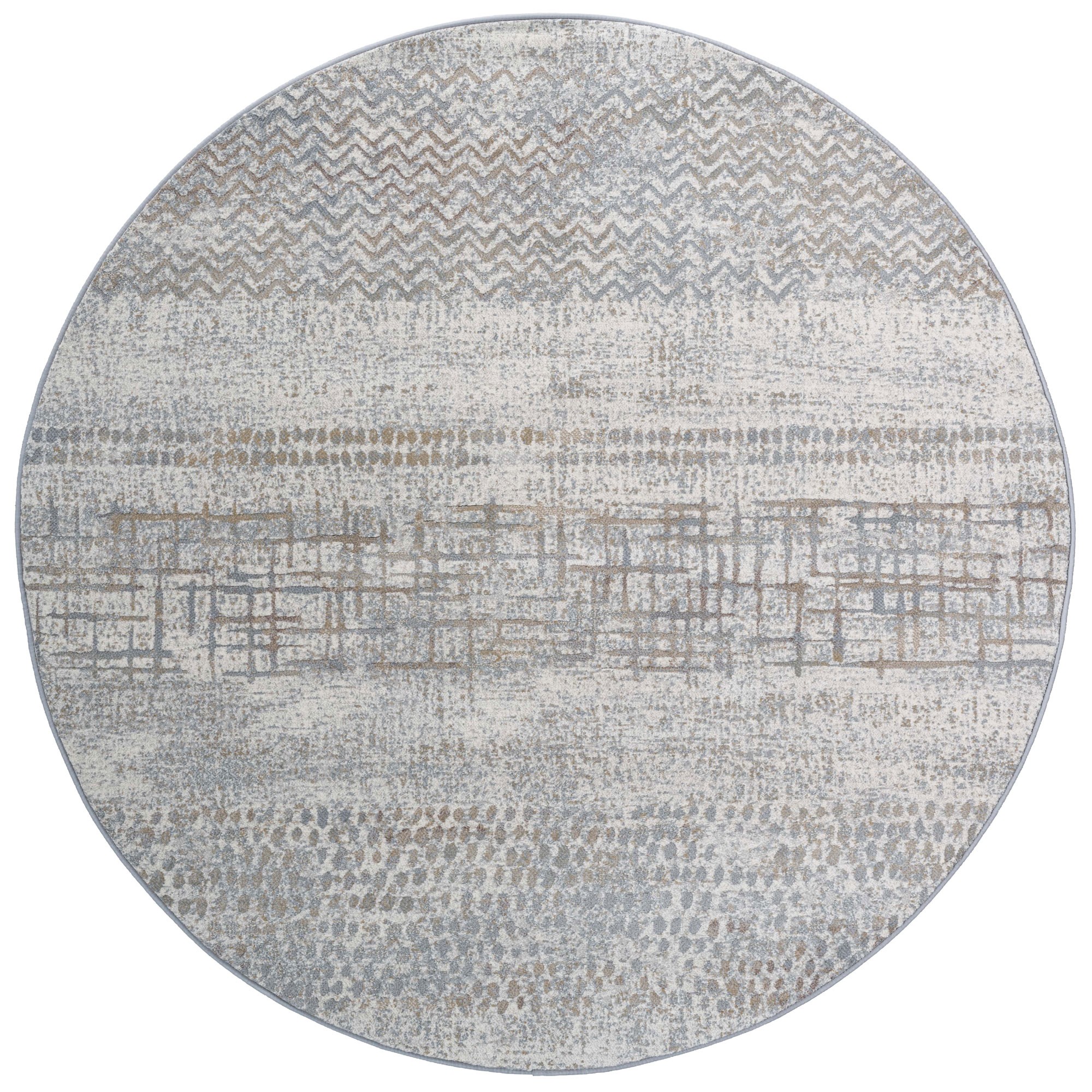 Galleria Modern Abstract Textured Circle Rug 63857 9293 In Grey